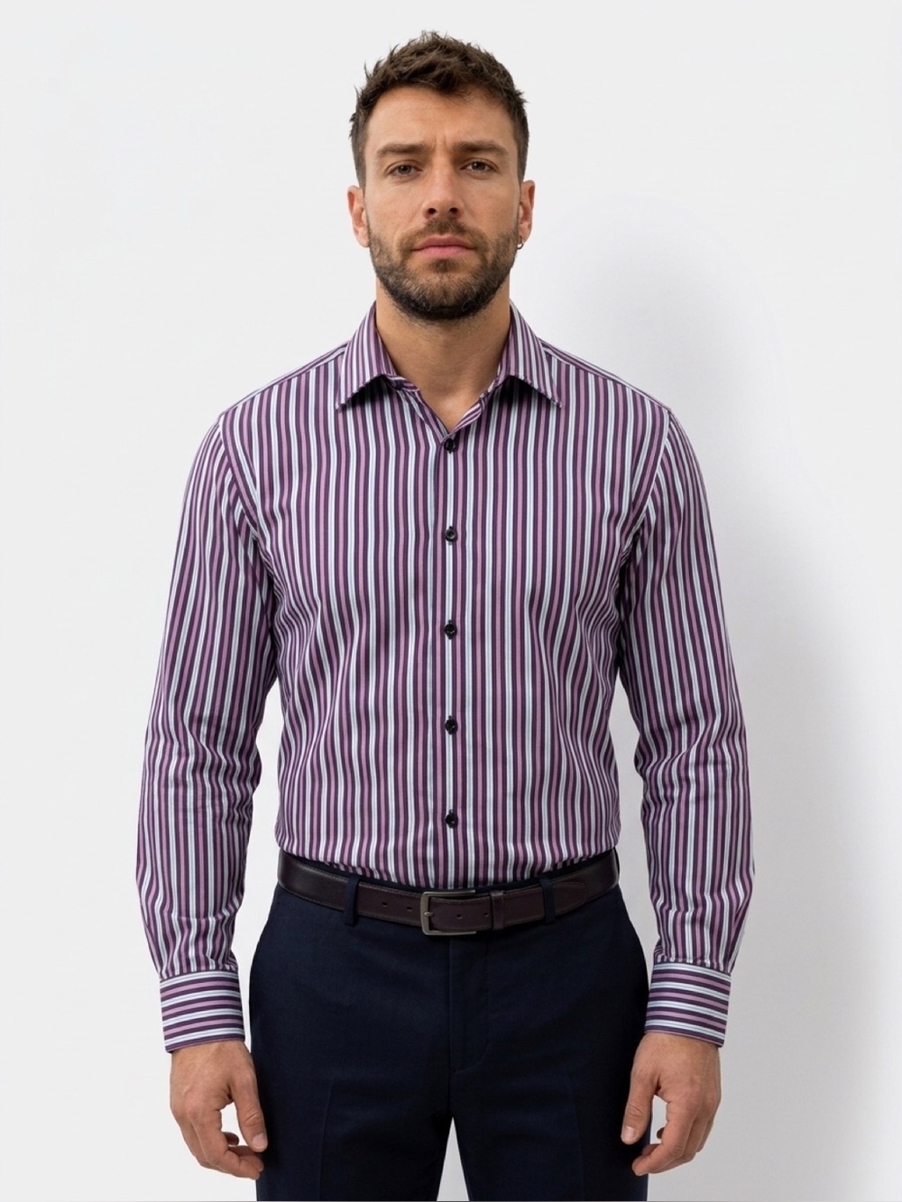 Posh Collection Men’s Striped Dress Shirt Size- Medium